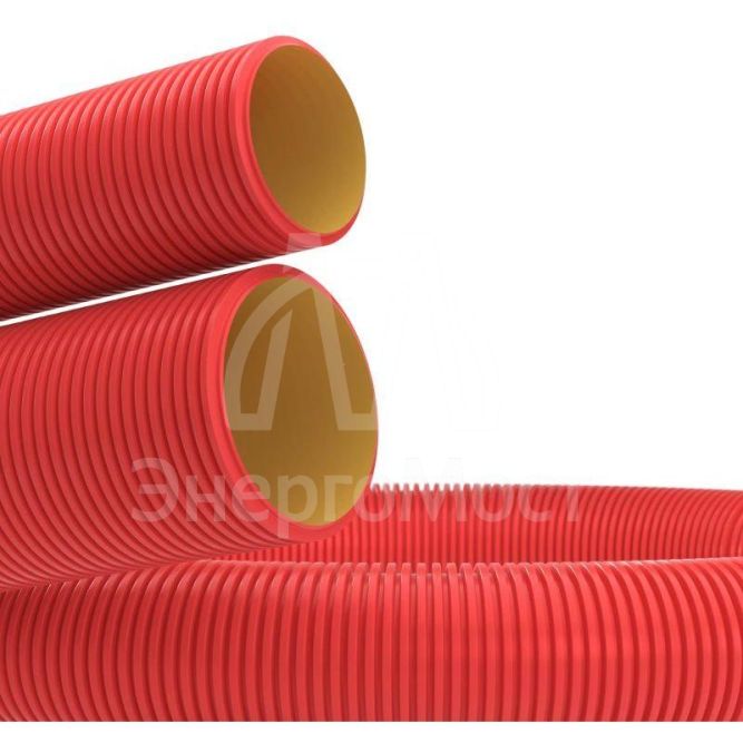 Труба гофрированная двустенная ПНД d90 с протяж. с муфтой SN8 450Н красн. (уп.50м) DKC 121990