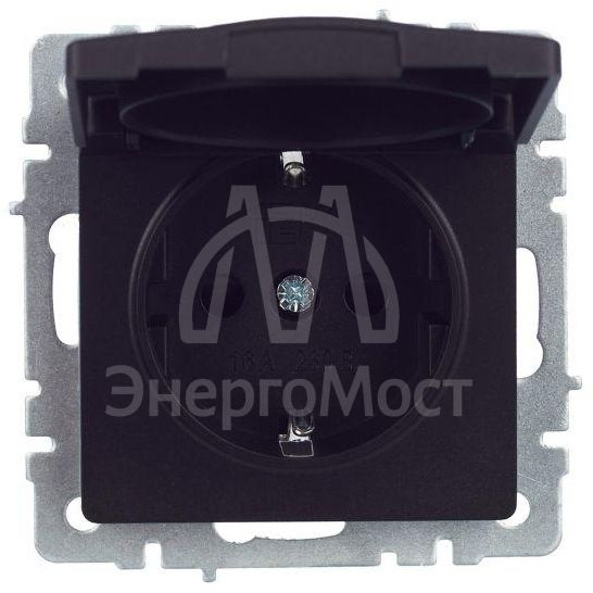 Розетка BRITE РСбш10-3-44-БрЧ 16А IP44 с заземл. защ. шторки с крышкой черн. IEK BR-R16-16-44-K02