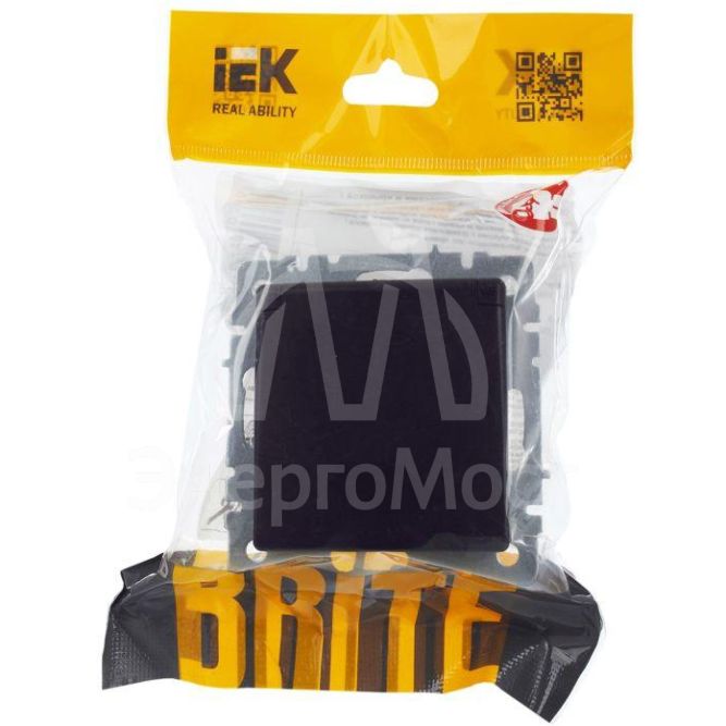 Розетка BRITE РСбш10-3-44-БрЧ 16А IP44 с заземл. защ. шторки с крышкой черн. IEK BR-R16-16-44-K02