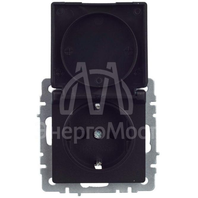 Розетка BRITE РСбш10-3-44-БрЧ 16А IP44 с заземл. защ. шторки с крышкой черн. IEK BR-R16-16-44-K02