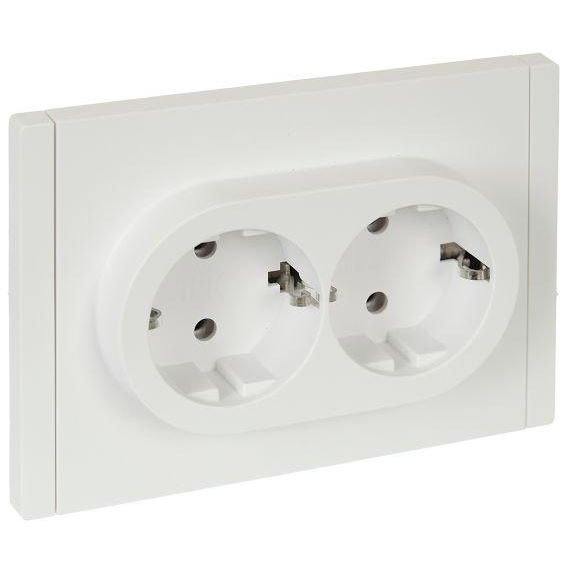 Розетка 2-м СП FORTE&amp;amp;PIANO FP224 16А с заземл. без защ. шторок безвинт. крепл. бел. IEK FP-R21-16-1-K01
