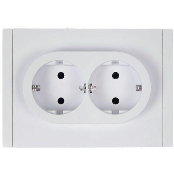 Розетка 2-м СП FORTE&amp;amp;PIANO FP224 16А с заземл. без защ. шторок безвинт. крепл. бел. IEK FP-R21-16-1-K01