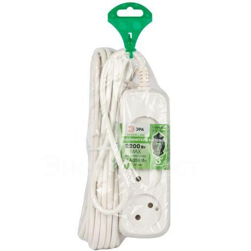 Удлинитель электрический UDL-10-370 Greenline 3 розетки без заземления 7м ПВС 2х1кв.мм Эра Б0065031