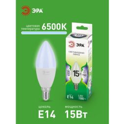 Лампа светодиодная GREEN LINE B35-15W-865-E14 GL 15Вт свеча 6500К свет холод. E14 Эра Б0067091