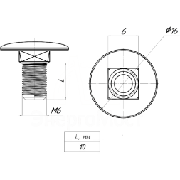 Винт с квадратным подголовником М6х10 EKF wkm6x10