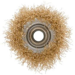 Корщетка чашечная гайка М14 стальная латунированная волнистая проволока 75мм КУРС 39037