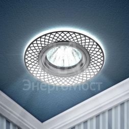 Светильник DK LD42 WH/CH /1 MR16 декор. со светодиодной подсветкой бел./хром ЭРА Б0048938