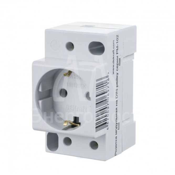 Розетка 16А 220В 2P+PEN на DIN-рейку PM-102 SchE 18012DEK