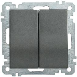 Выключатель 2-кл. СП Bolero ВС10-2-0-Б 10А IP20 механизм антрацит IEK EVB20-K95-10