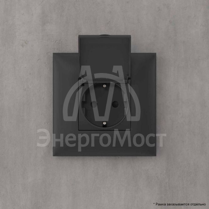 Розетка 1-м СП 2мод. Avanti &amp;quot;Черный матовый&amp;quot; 16А 2P+E защ. шторки с крышкой механизм черн. DKC 4412013