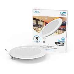 Светильник светодиодный Slim 170х22 15Вт 6500К 1250лм IP20 180-265В круг монтаж. отв. d155 Gauss 939111315