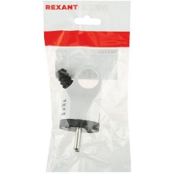 Вилка Евро угловая 16А с заземл. с ушком (кольцом) бел.-черн. Rexant 11-8952