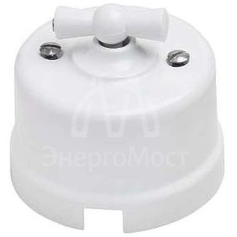 Выключатель поворотный 2-кл. ОП Лизетта 10А IP20 ретро 4 полож. керамика бел. Bironi B1-202-01