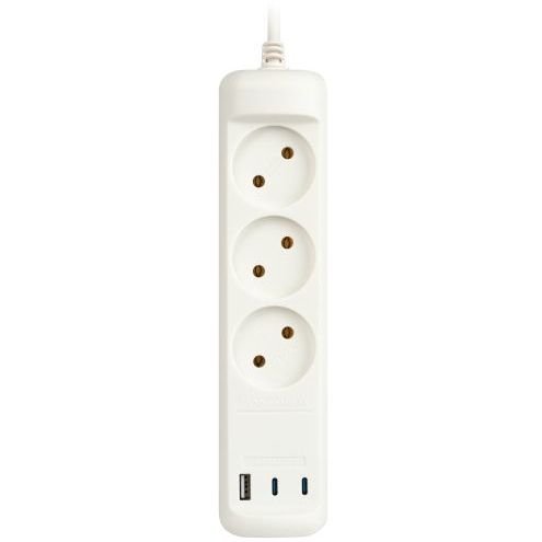 Удлинитель электрический U-3-3m-USB-W 3 розетки + 3xUSB A+C 3м 10А бел. Эра Б0069076