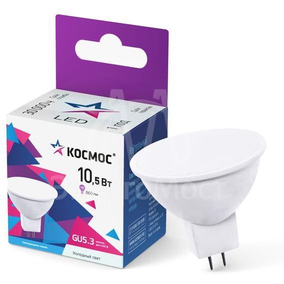 Лампа светодиодная JCDR 10.5Вт GU5.3 6500К 220В КОСМОС Lkec LED10.5wJCDRC65