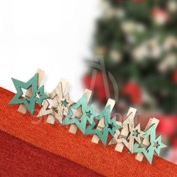 Прищепка деревянная &amp;quot;Звездочки&amp;quot; 16х4.5х1.3см бирюз. (уп.6шт) Neon-Night 504-033