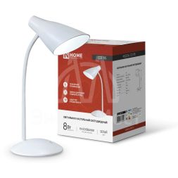 Светильник настольный светодиодный ССО 19Б 8Вт 3000-6500К 480лм сенсор-диммер с адаптером бел. IN HOME 4690612041063