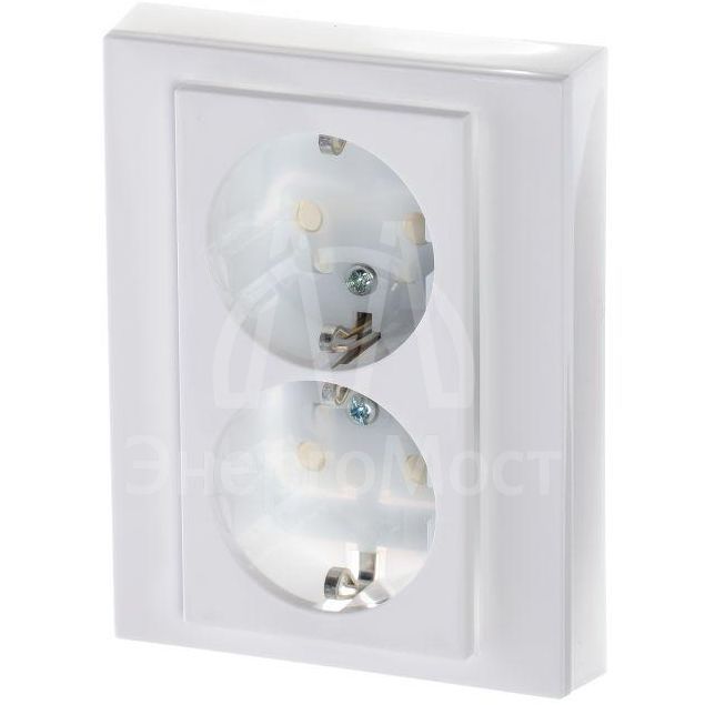 Розетка двойная Levit с заземл. с защ. шторками 16А бел./ледяной ABB 2CHH223457C6001