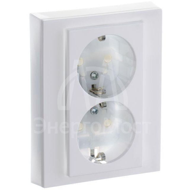 Розетка двойная Levit с заземл. с защ. шторками 16А бел./ледяной ABB 2CHH223457C6001