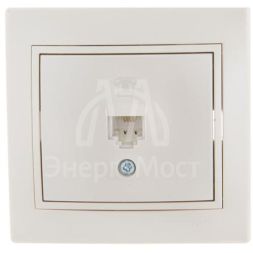 Розетка телефонная 1-м СП Мира RJ11 жемчуж. бел. перламутр LEZARD 701-3030-137
