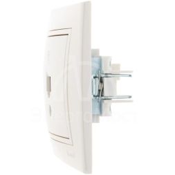 Розетка телефонная 1-м СП Мира RJ11 жемчуж. бел. перламутр LEZARD 701-3030-137