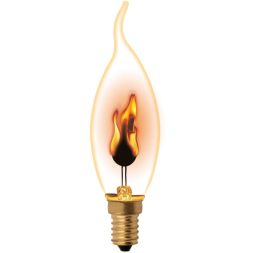 Лампа декоративная IL-N-CW35-3/RED-FLAME/E14/CL с типом свечения "эффект пламени" форма "свеча на ветру" прозр. упак. картон Uniel UL-00002982