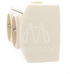 Розетка 2-м ОП Ната керам. с заземл. крем. LEZARD 710-0300-127