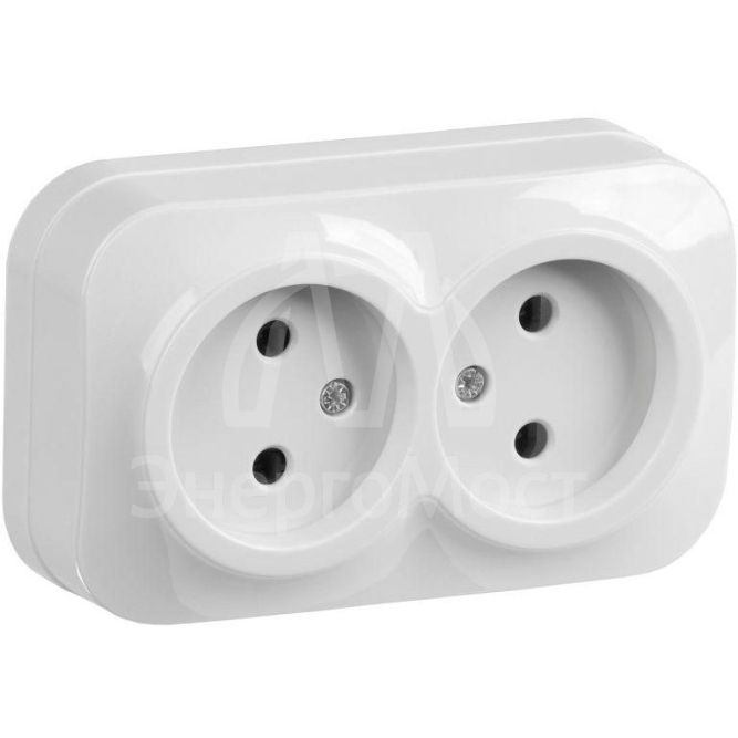 Розетка 2-м ОП GLORY РС22-2-ХБ 10А без заземл. бел. IEK ERH20-K01-10