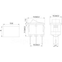 Выключатель клавишный 250В 3А (3с) ON-ON красн. Micro (RWB-102) Rexant 36-2031