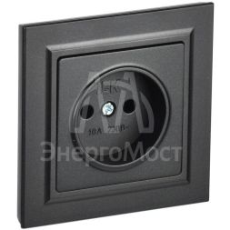 Розетка СП BRITE РСР10-1-0-БрЧ 10А в сборе без заземл. без защ. шторок черн. IEK BR-R10-10-K02-F