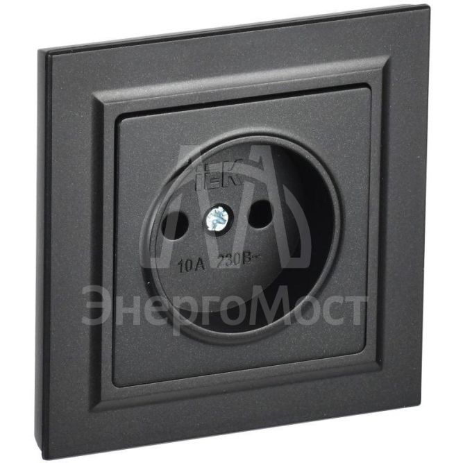 Розетка СП BRITE РСР10-1-0-БрЧ 10А в сборе без заземл. без защ. шторок черн. IEK BR-R10-10-K02-F