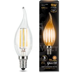 Лампа светодиодная Black Filament Свеча на ветру E14 9Вт 2700К Gauss 104801109