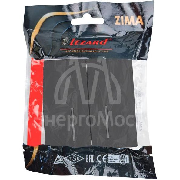 Выключатель 2-кл. с индик. СП ZIMA IP20 10А безвинт. зажим черн. бархат LEZARD 704-4288-112QC