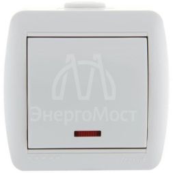 Выключатель 1-кл. ОП Ната 10А IP20 с подсветкой бел. LEZARD 710-0200-111
