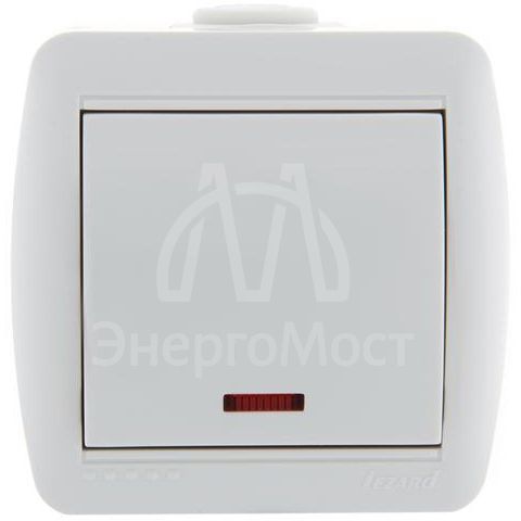 Выключатель 1-кл. ОП Ната 10А IP20 с подсветкой бел. LEZARD 710-0200-111