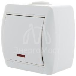 Выключатель 1-кл. ОП Ната 10А IP20 с подсветкой бел. LEZARD 710-0200-111