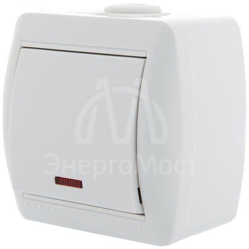 Выключатель 1-кл. ОП Ната 10А IP20 с подсветкой бел. LEZARD 710-0200-111