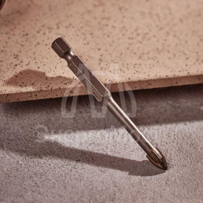 Сверло по стеклу и керамике 6мм 4 грани шестигранный хвостовик Kranz KR-91-0649