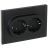 Розетка 2-м СП FORTE&amp;amp;PIANO FP124 16А с заземл. без защ. шторок безвинт. крепл. черн. IEK FP-R21-16-1-K02