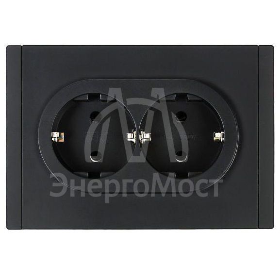 Розетка 2-м СП FORTE&amp;amp;PIANO FP124 16А с заземл. без защ. шторок безвинт. крепл. черн. IEK FP-R21-16-1-K02