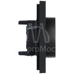 Розетка 2-м СП FORTE&amp;amp;PIANO FP124 16А с заземл. без защ. шторок безвинт. крепл. черн. IEK FP-R21-16-1-K02