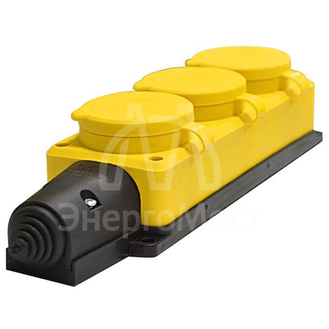 Колодка удлинителя 3-м 1ф с заглушками компакт каучук желт. Universal 3083