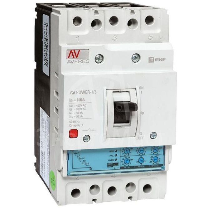 Выключатель автоматический 3п 100А 50кА AV POWER-1/3 ETU2.0 AVERES EKF mccb-13-100-2.0-av