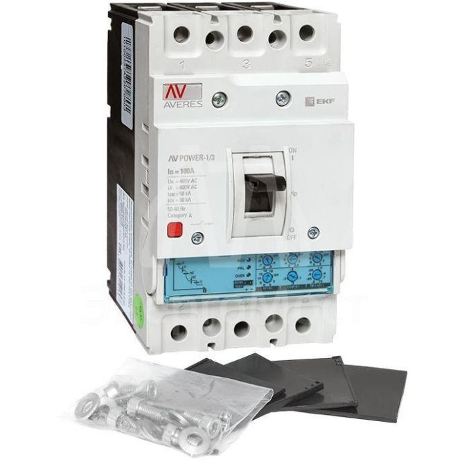 Выключатель автоматический 3п 100А 50кА AV POWER-1/3 ETU2.0 AVERES EKF mccb-13-100-2.0-av