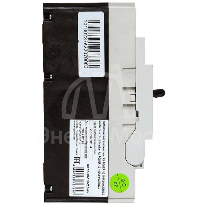 Выключатель автоматический 3п 100А 50кА AV POWER-1/3 ETU2.0 AVERES EKF mccb-13-100-2.0-av
