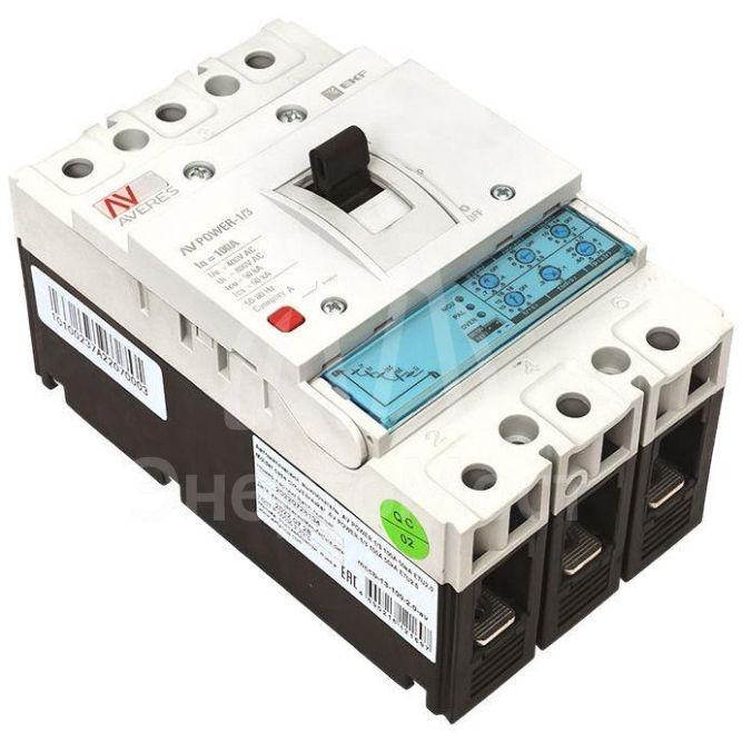 Выключатель автоматический 3п 100А 50кА AV POWER-1/3 ETU2.0 AVERES EKF mccb-13-100-2.0-av