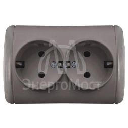 Розетка 2-м ОП Клио 16А IP44 с заземл. сер. UNIVersal К2231-Gr