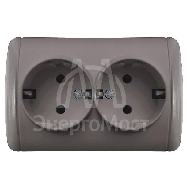 Розетка 2-м ОП Клио 16А IP44 с заземл. сер. UNIVersal К2231-Gr