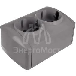 Розетка 2-м ОП Клио 16А IP44 с заземл. сер. UNIVersal К2231-Gr