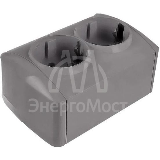 Розетка 2-м ОП Клио 16А IP44 с заземл. сер. UNIVersal К2231-Gr